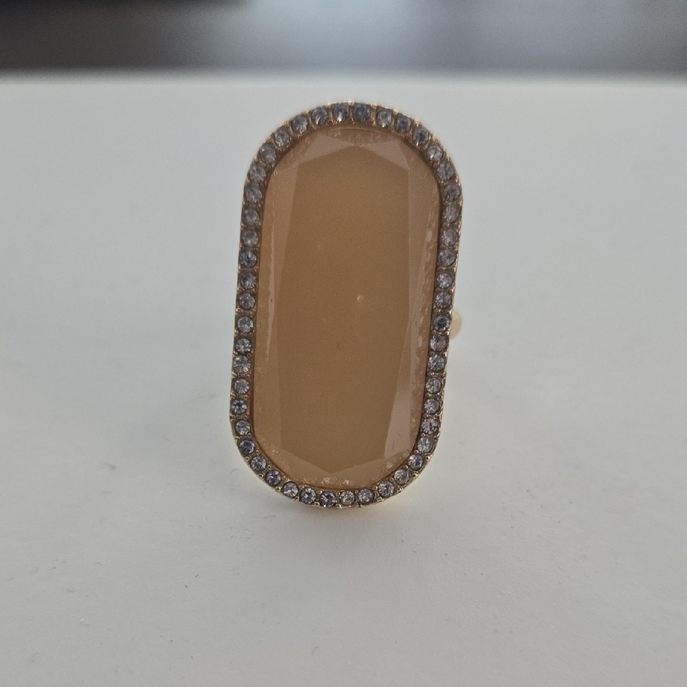 Elegant Gold-Tone Ring with Crystal Accents